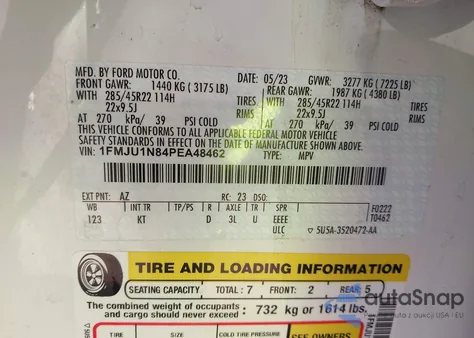 2023 Ford Expedition King Ranch z USA, uszkodzony, nr VIN 1FMJU1N84PEA48462